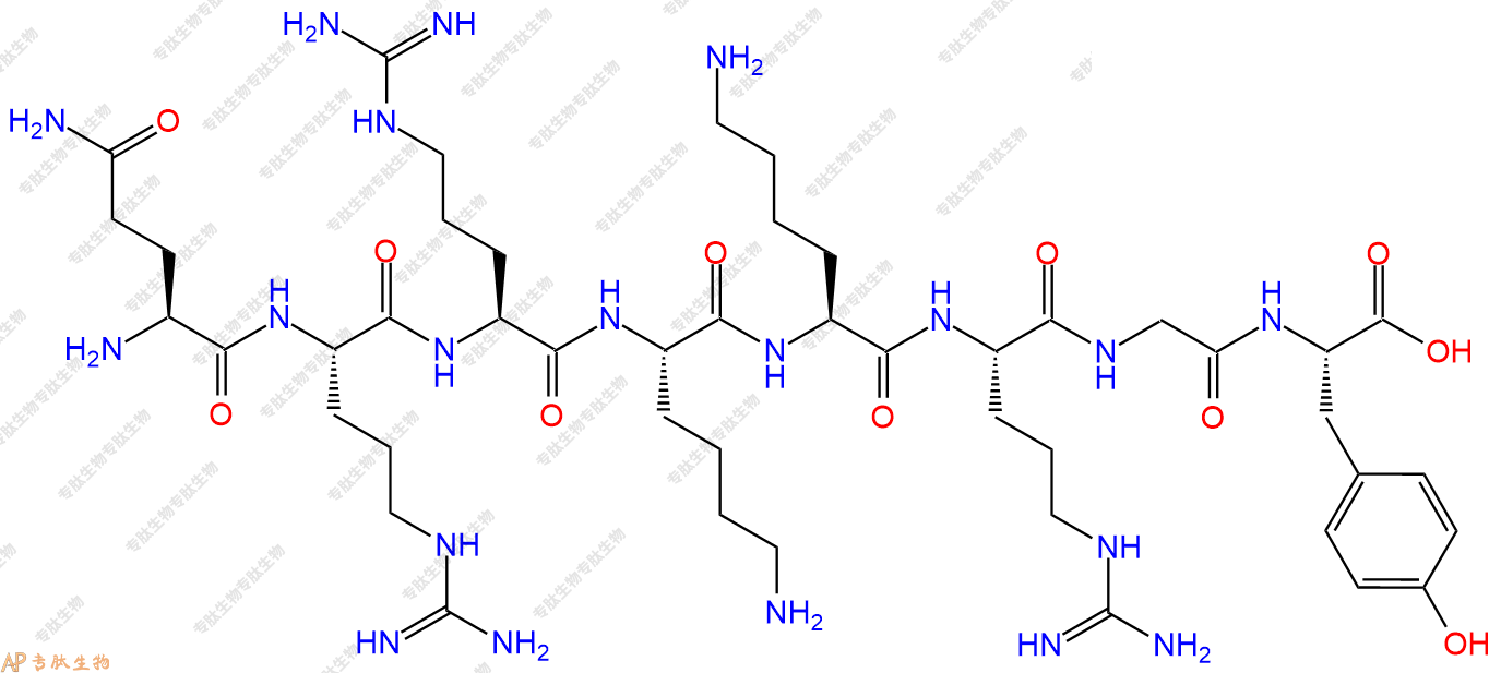 专肽生物产品H2N-Gln-Arg-Arg-Lys-Lys-Arg-Gly-Tyr-OH