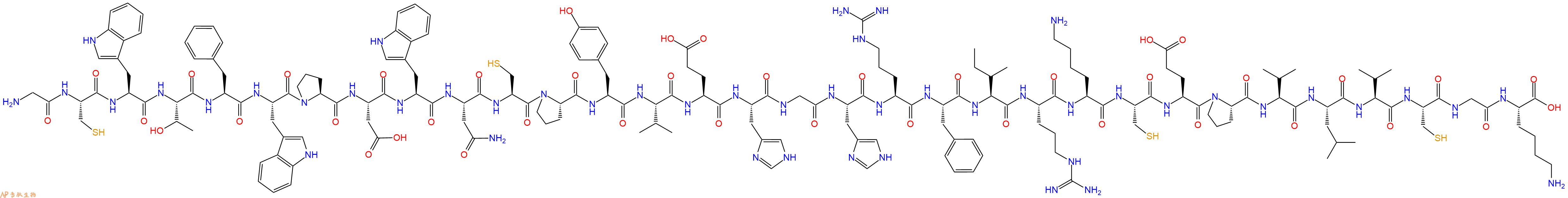 专肽生物产品H2N-Gly-Cys-Trp-Thr-Phe-Trp-Pro-Asp-Trp-Asn-Cys-Pro-Tyr-Val-Glu-His-Gly-His-Arg-Phe-Ile-Arg-Lys-Cys-Glu-Pro-Val-Leu-Val-Cys-Gly-Lys-OH