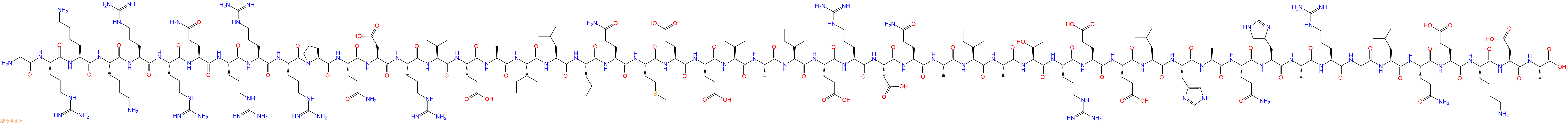 专肽生物产品H2N-Gly-Arg-Lys-Lys-Arg-Arg-Gln-Arg-Arg-Arg-Pro-Gln-Asp-Arg-Ile-Glu-Ala-Ile-Leu-Leu-Gln-Met-Glu-Glu-Val-Ala-Ile-Glu-Arg-Asp-Gln-Ala-Ile-Ala-Thr-Arg-Glu-Glu-Leu-His-Ala-Gln-His-Ala-Arg-Gly-Leu-Gln-Glu-Lys-Asp-Ala-OH
