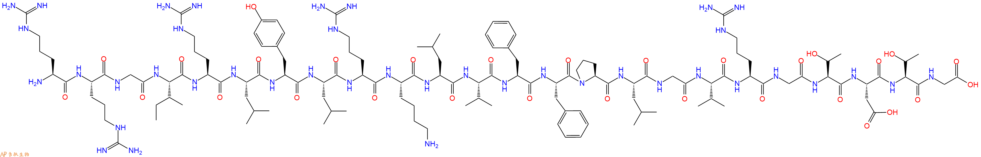 专肽生物产品H2N-Arg-Arg-Gly-Ile-Arg-Leu-Tyr-Leu-Arg-Lys-Leu-Val-Phe-Phe-Pro-Leu-Gly-Val-Arg-Gly-Thr-Asp-Thr-Gly-OH