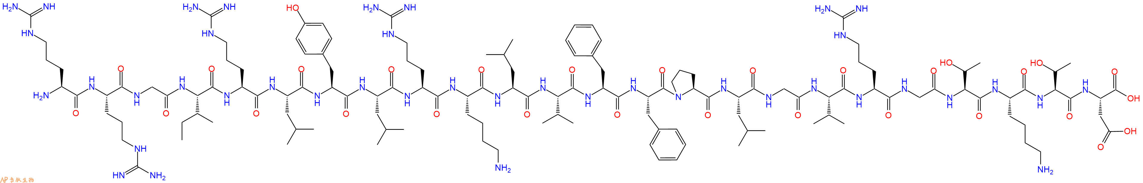 专肽生物产品H2N-Arg-Arg-Gly-Ile-Arg-Leu-Tyr-Leu-Arg-Lys-Leu-Val-Phe-Phe-Pro-Leu-Gly-Val-Arg-Gly-Thr-Lys-Thr-Asp-OH