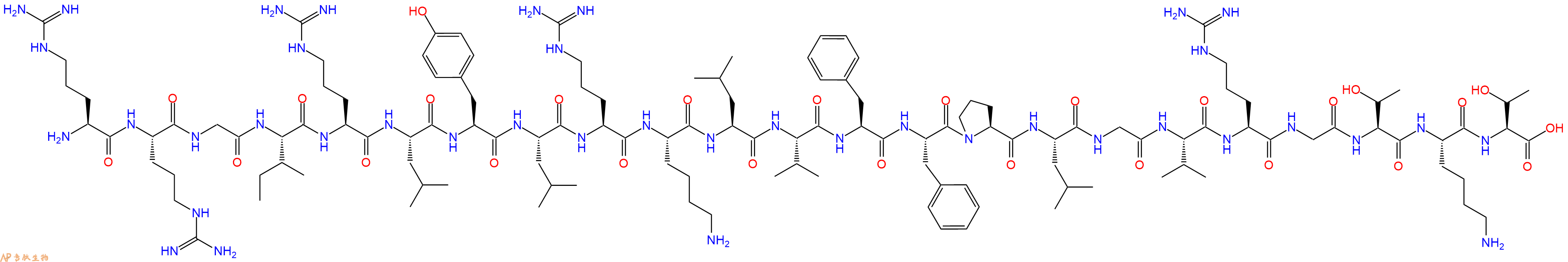 专肽生物产品H2N-Arg-Arg-Gly-Ile-Arg-Leu-Tyr-Leu-Arg-Lys-Leu-Val-Phe-Phe-Pro-Leu-Gly-Val-Arg-Gly-Thr-Lys-Thr-OH