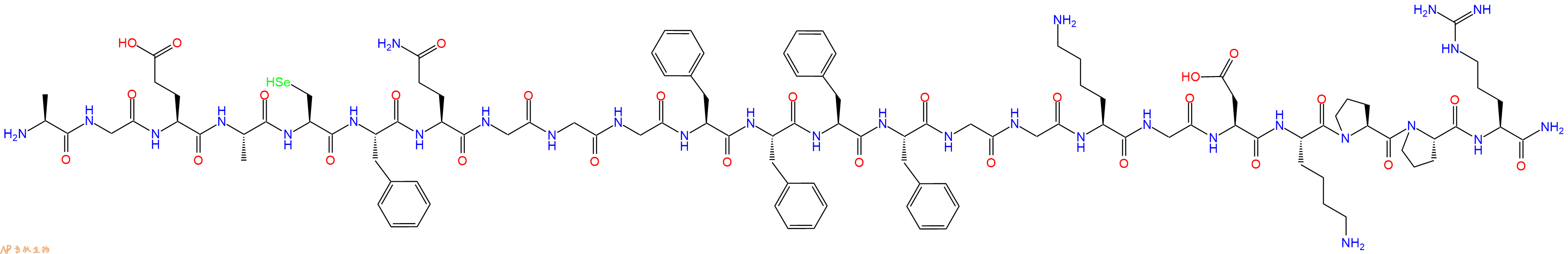 专肽生物产品H2N-Ala-Gly-Glu-Ala-Sec-Phe-Gln-Gly-Gly-Gly-Phe-Phe-Phe-Phe-Gly-Gly-Lys-Gly-Asp-Lys-Pro-Pro-Arg-NH2