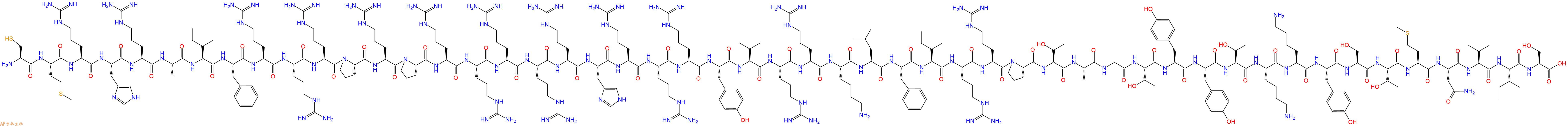专肽生物产品H2N-Cys-Met-Arg-His-Arg-Ala-Ile-Phe-Arg-Arg-Arg-Pro-Arg-Pro-Arg-Arg-Arg-Arg-Arg-His-Arg-Arg-Arg-Tyr-Val-Arg-Arg-Lys-Leu-Phe-Ile-Arg-Arg-Pro-Thr-Ala-Gly-Thr-Tyr-Tyr-Thr-Lys-Lys-Tyr-Ser-Thr-Met-Asn-Val-Ile-Ser-OH