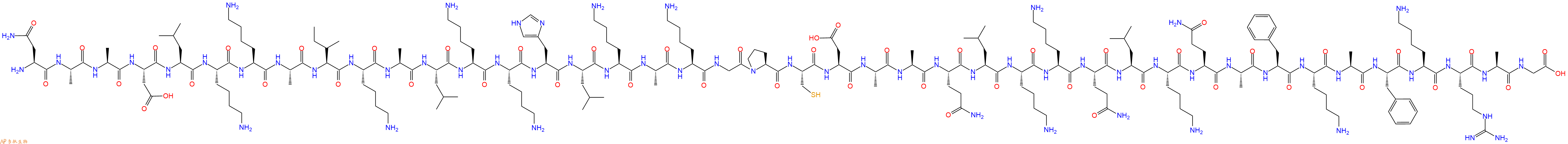专肽生物产品H2N-Asn-Ala-Ala-Asp-Leu-Lys-Lys-Ala-Ile-Lys-Ala-Leu-Lys-Lys-His-Leu-Lys-Ala-Lys-Gly-Pro-Cys-Asp-Ala-Ala-Gln-Leu-Lys-Lys-Gln-Leu-Lys-Gln-Ala-Phe-Lys-Ala-Phe-Lys-Arg-Ala-Gly-OH