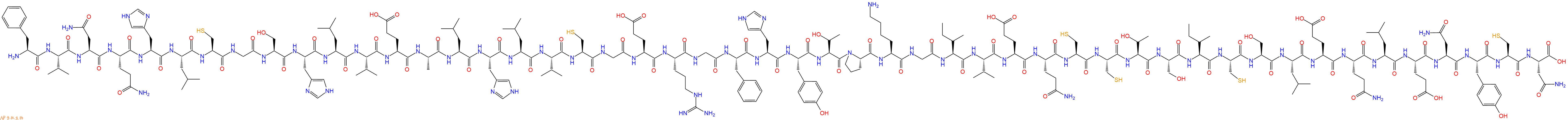 专肽生物产品H2N-Phe-Val-Asn-Gln-His-Leu-Cys-Gly-Ser-His-Leu-Val-Glu-Ala-Leu-His-Leu-Val-Cys-Gly-Glu-Arg-Gly-Phe-His-Tyr-Thr-Pro-Lys-Gly-Ile-Val-Glu-Gln-Cys-Cys-Thr-Ser-Ile-Cys-Ser-Leu-Glu-Gln-Leu-Glu-Asn-Tyr-Cys-Asn-OH
