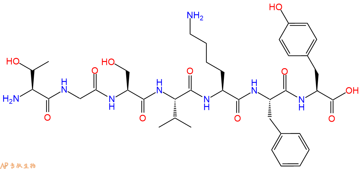 专肽生物产品H2N-Thr-Gly-Ser-Val-Lys-Phe-Tyr-OH