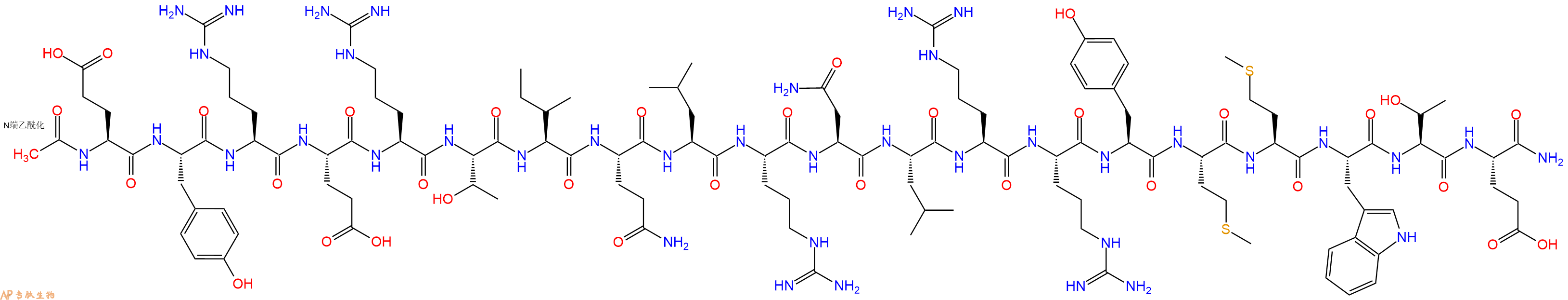 专肽生物产品Ac-Glu-Tyr-Arg-Glu-Arg-Thr-Ile-Gln-Leu-Arg-Asn-Leu-Arg-Arg-Tyr-Met-Met-Trp-Thr-Glu-NH2