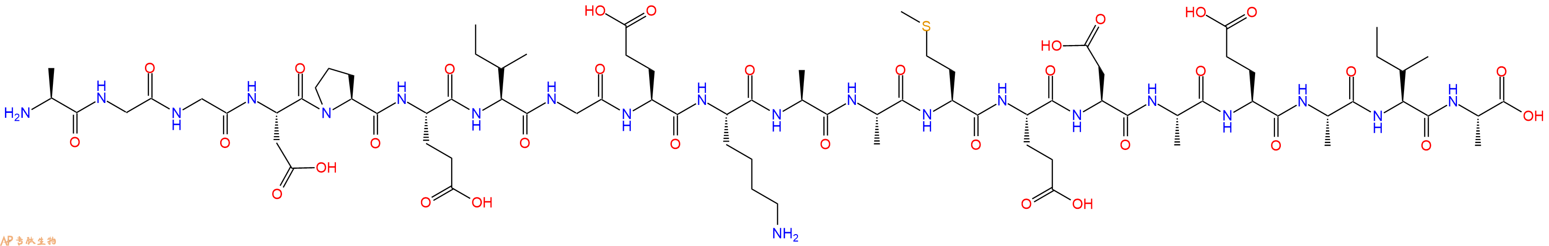 专肽生物产品H2N-Ala-Gly-Gly-Asp-Pro-Glu-Ile-Gly-Glu-Lys-Ala-Ala-Met-Glu-Asp-Ala-Glu-Ala-Ile-Ala-OH