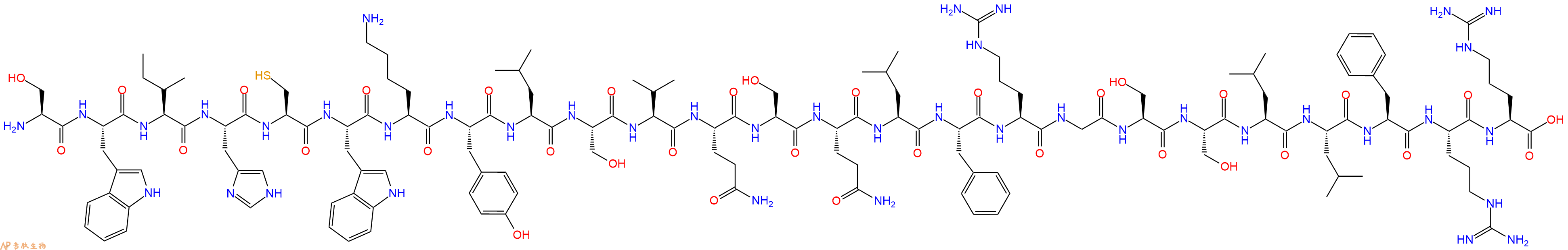 专肽生物产品H2N-Ser-Trp-Ile-His-Cys-Trp-Lys-Tyr-Leu-Ser-Val-Gln-Ser-Gln-Leu-Phe-Arg-Gly-Ser-Ser-Leu-Leu-Phe-Arg-Arg-OH