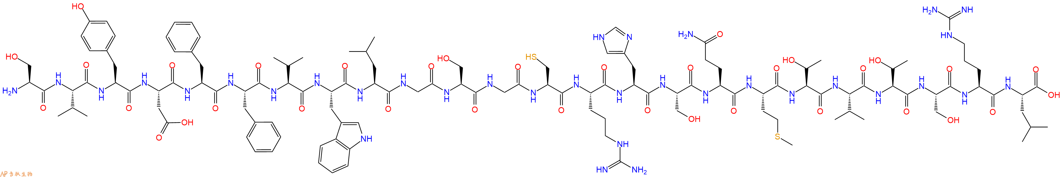 专肽生物产品H2N-Ser-Val-Tyr-Asp-Phe-Phe-Val-Trp-Leu-Gly-Ser-Gly-Cys-Arg-His-Ser-Gln-Met-Thr-Val-Thr-Ser-Arg-Leu-OH