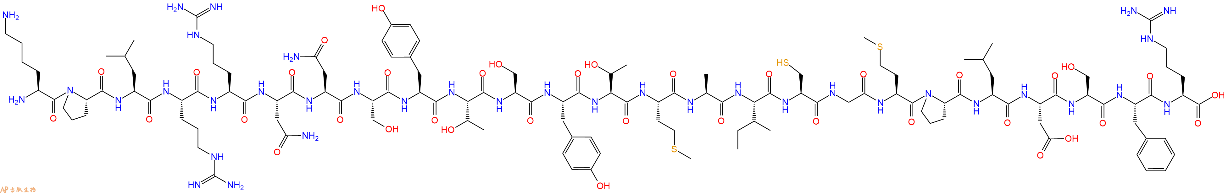 专肽生物产品H2N-Lys-Pro-Leu-Arg-Arg-Asn-Asn-Ser-Tyr-Thr-Ser-Tyr-Thr-Met-Ala-Ile-Cys-Gly-Met-Pro-Leu-Asp-Ser-Phe-Arg-OH