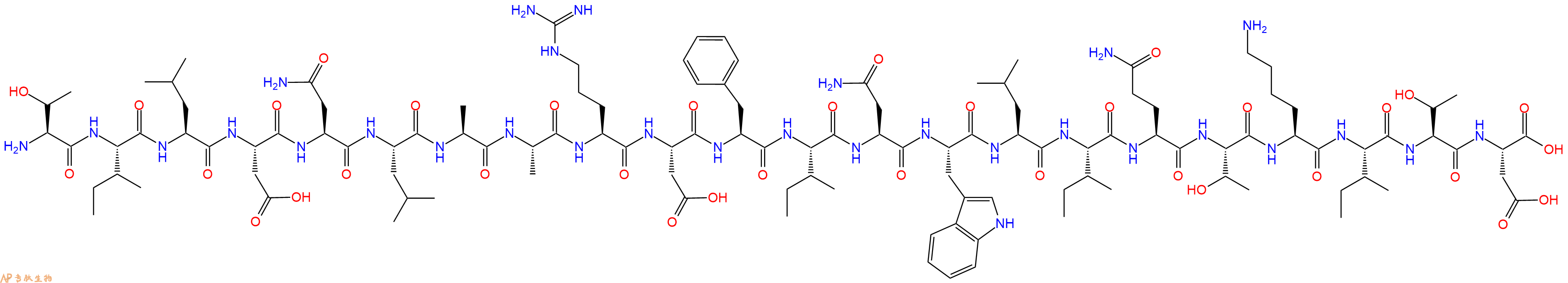 专肽生物产品H2N-Thr-Ile-Leu-Asp-Asn-Leu-Ala-Ala-Arg-Asp-Phe-Ile-Asn-Trp-Leu-Ile-Gln-Thr-Lys-Ile-Thr-Asp-OH