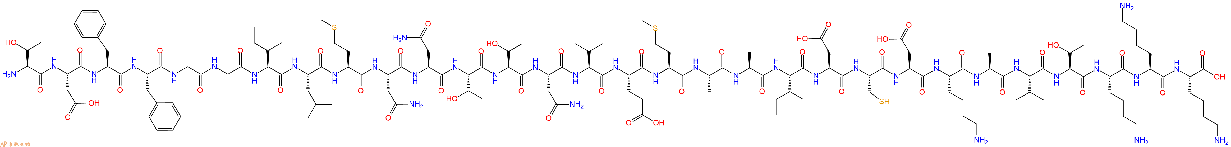 专肽生物产品H2N-Thr-Asp-Phe-Phe-Gly-Gly-Ile-Leu-Met-Asn-Asn-Thr-Thr-Asn-Val-Glu-Met-Ala-Ala-Ile-Asp-Cys-Asp-Lys-Ala-Val-Thr-Lys-Lys-Lys-OH