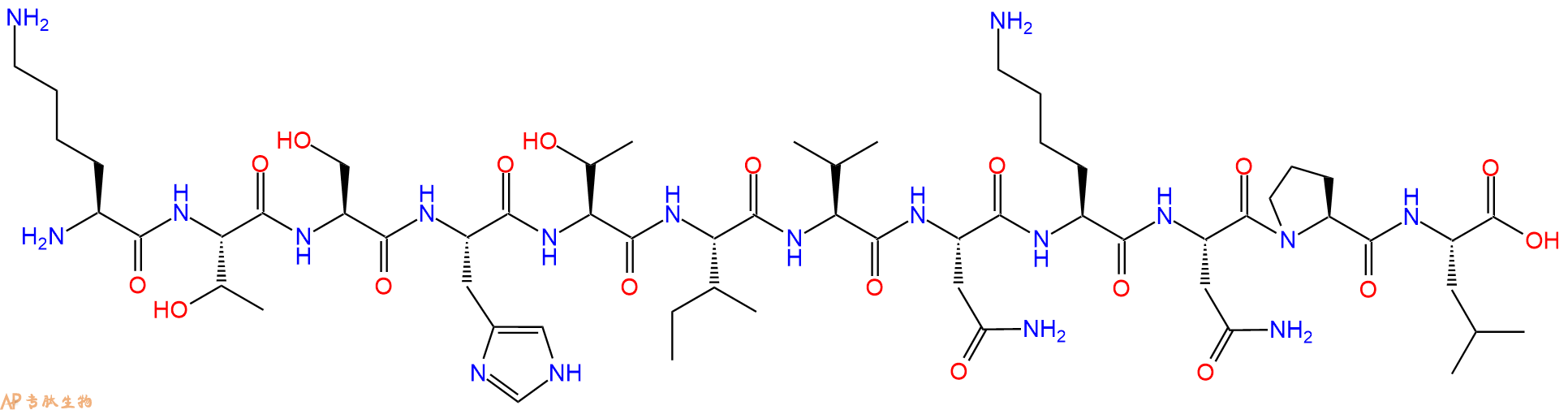 专肽生物产品H2N-Lys-Thr-Ser-His-Thr-Ile-Val-Asn-Lys-Asn-Pro-Leu-OH