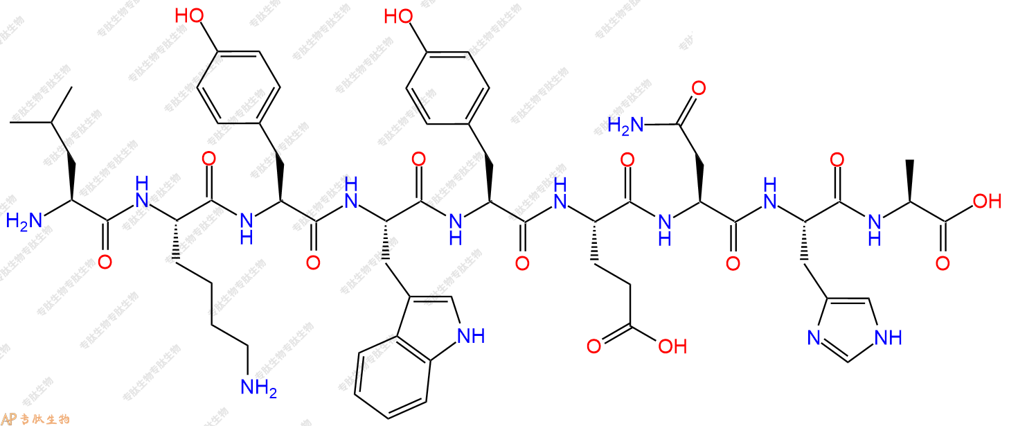 专肽生物产品H2N-Leu-Lys-Tyr-Trp-Tyr-Glu-Asn-His-Ala-OH