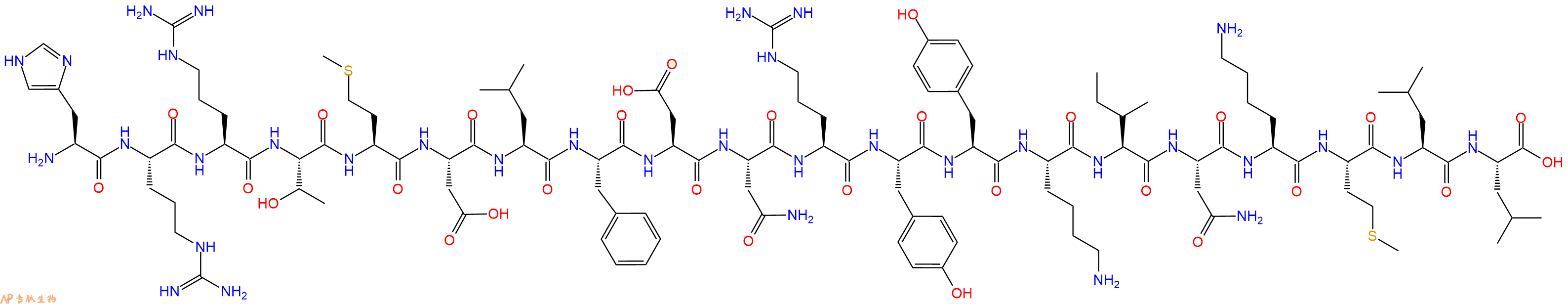 专肽生物产品H2N-His-Arg-Arg-Thr-Met-Asp-Leu-Phe-Asp-Asn-Arg-Tyr-Tyr-Lys-Ile-Asn-Lys-Met-Leu-Leu-OH