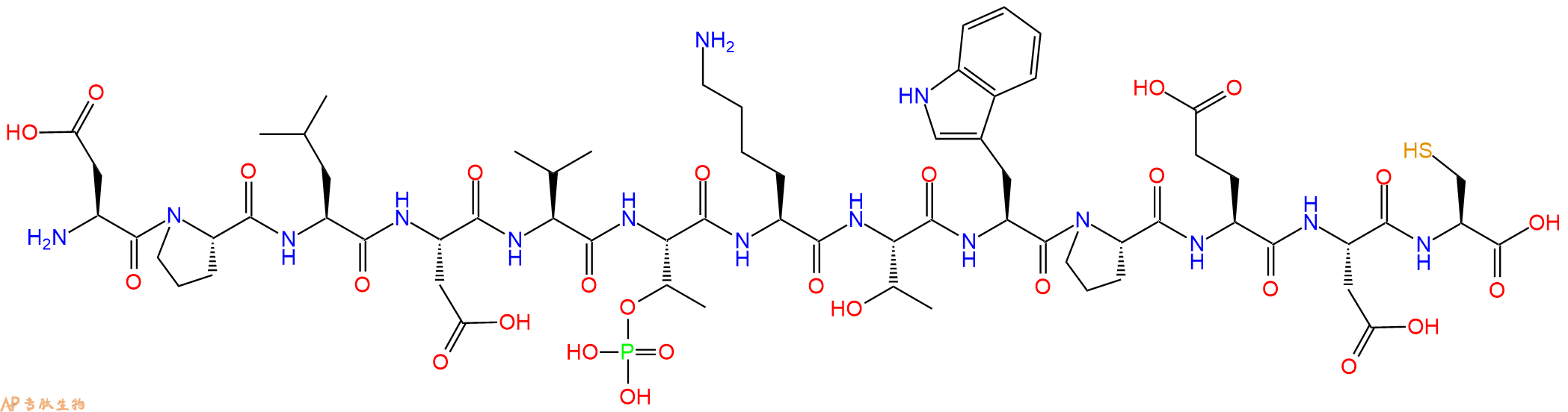 专肽生物产品H2N-Asp-Pro-Leu-Asp-Val-pThr-Lys-Thr-Trp-Pro-Glu-Asp-Cys-OH