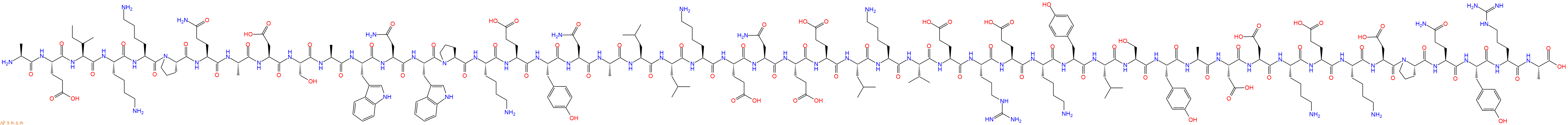 专肽生物产品H2N-Ala-Glu-Ile-Lys-Lys-Pro-Gln-Ala-Asp-Ser-Ala-Trp-Asn-Trp-Pro-Lys-Glu-Tyr-Asn-Ala-Leu-Leu-Lys-Glu-Asn-Glu-Glu-Leu-Lys-Val-Glu-Arg-Glu-Lys-Tyr-Leu-Ser-Tyr-Ala-Asp-Asp-Lys-Glu-Lys-Asp-Pro-Gln-Tyr-Arg-Ala-OH