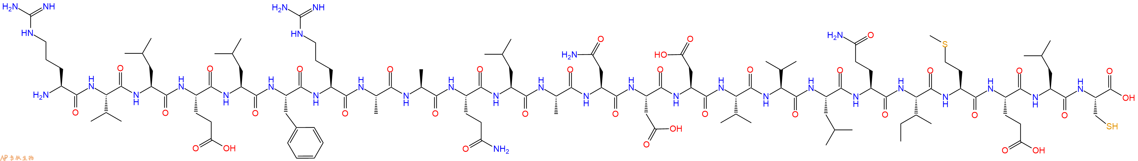 专肽生物产品H2N-Arg-Val-Leu-Glu-Leu-Phe-Arg-Ala-Ala-Gln-Leu-Ala-Asn-Asp-Asp-Val-Val-Leu-Gln-Ile-Met-Glu-Leu-Cys-OH