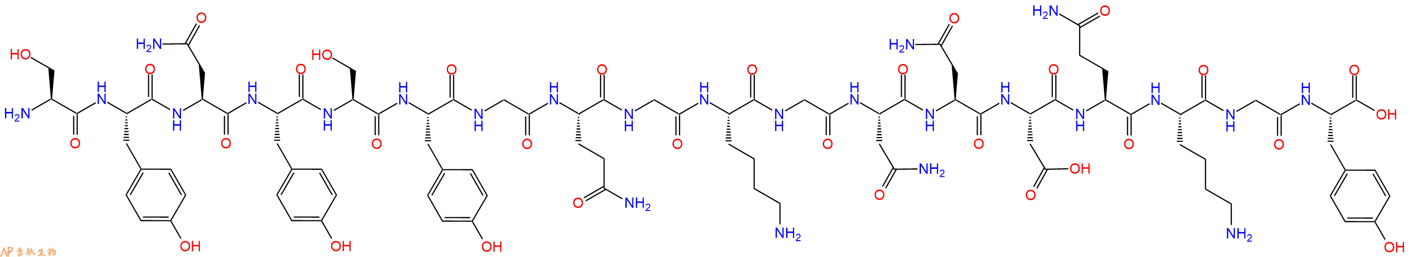 专肽生物产品H2N-Ser-Tyr-Asn-Tyr-Ser-Tyr-Gly-Gln-Gly-Lys-Gly-Asn-Asn-Asp-Gln-Lys-Gly-Tyr-OH