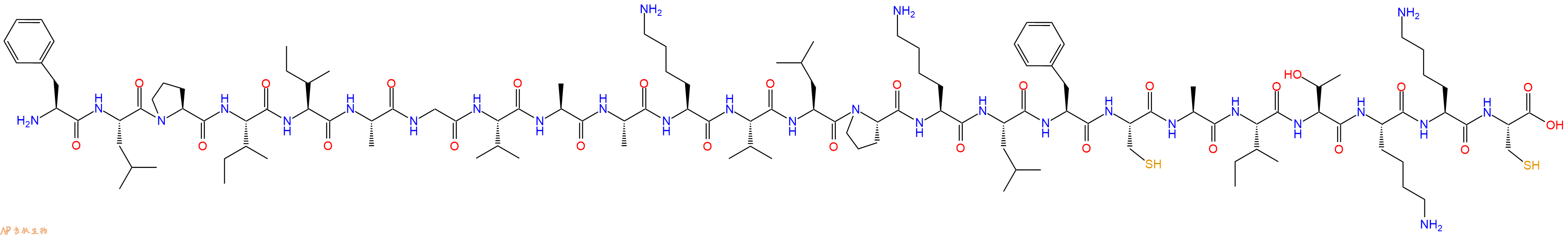 专肽生物产品H2N-Phe-Leu-Pro-Ile-Ile-Ala-Gly-Val-Ala-Ala-Lys-Val-Leu-Pro-Lys-Leu-Phe-Cys-Ala-Ile-Thr-Lys-Lys-Cys-OH