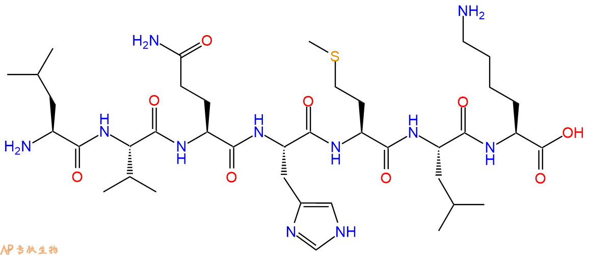 专肽生物产品H2N-Leu-Val-Gln-His-Met-Leu-Lys-OH