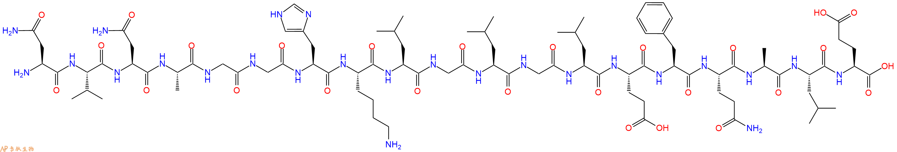 专肽生物产品H2N-Asn-Val-Asn-Ala-Gly-Gly-His-Lys-Leu-Gly-Leu-Gly-Leu-Glu-Phe-Gln-Ala-Leu-Glu-OH