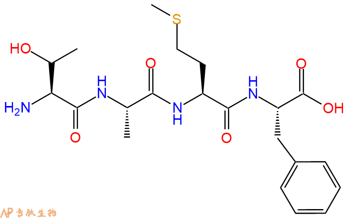 专肽生物产品H2N-Thr-Ala-Met-Phe-OH