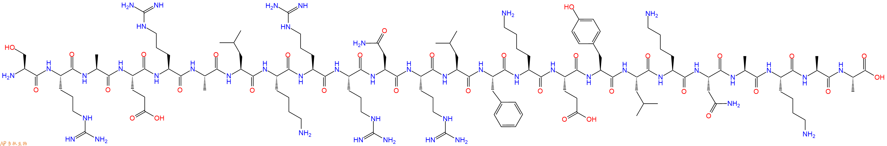 专肽生物产品H2N-Ser-Arg-Ala-Glu-Arg-Ala-Leu-Lys-Arg-Arg-Asn-Arg-Leu-Phe-Lys-Glu-Tyr-Leu-Lys-Asn-Ala-Lys-Ala-Ala-OH