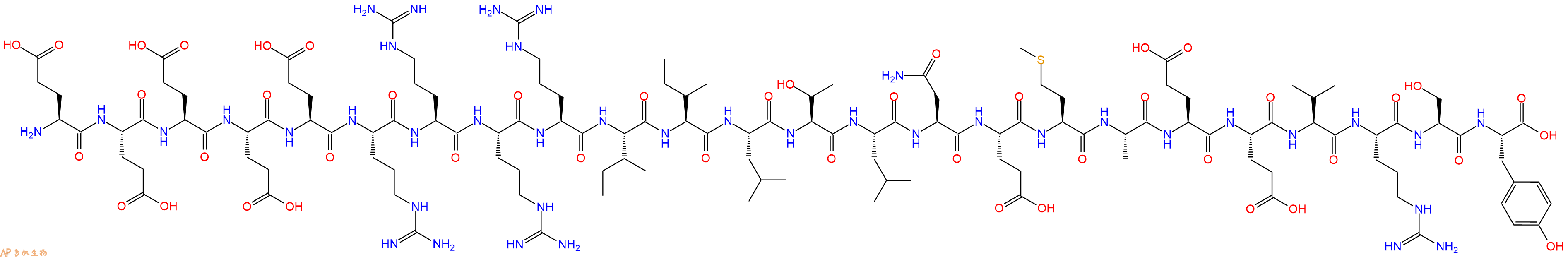 专肽生物产品H2N-Glu-Glu-Glu-Glu-Glu-Arg-Arg-Arg-Arg-Ile-Ile-Leu-Thr-Leu-Asn-Glu-Met-Ala-Glu-Glu-Val-Arg-Ser-Tyr-OH