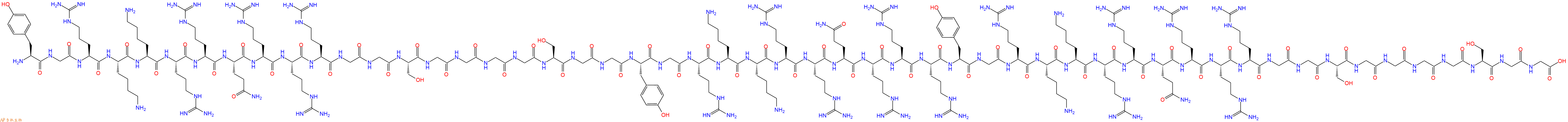 专肽生物产品H2N-Tyr-Gly-Arg-Lys-Lys-Arg-Arg-Gln-Arg-Arg-Arg-Gly-Gly-Ser-Gly-Gly-Gly-Gly-Ser-Gly-Gly-Tyr-Gly-Arg-Lys-Lys-Arg-Arg-Gln-Arg-Arg-Arg-Tyr-Gly-Arg-Lys-Lys-Arg-Arg-Gln-Arg-Arg-Arg-Gly-Gly-Ser-Gly-Gly-Gly-Gly-Ser-Gly-Gly-OH