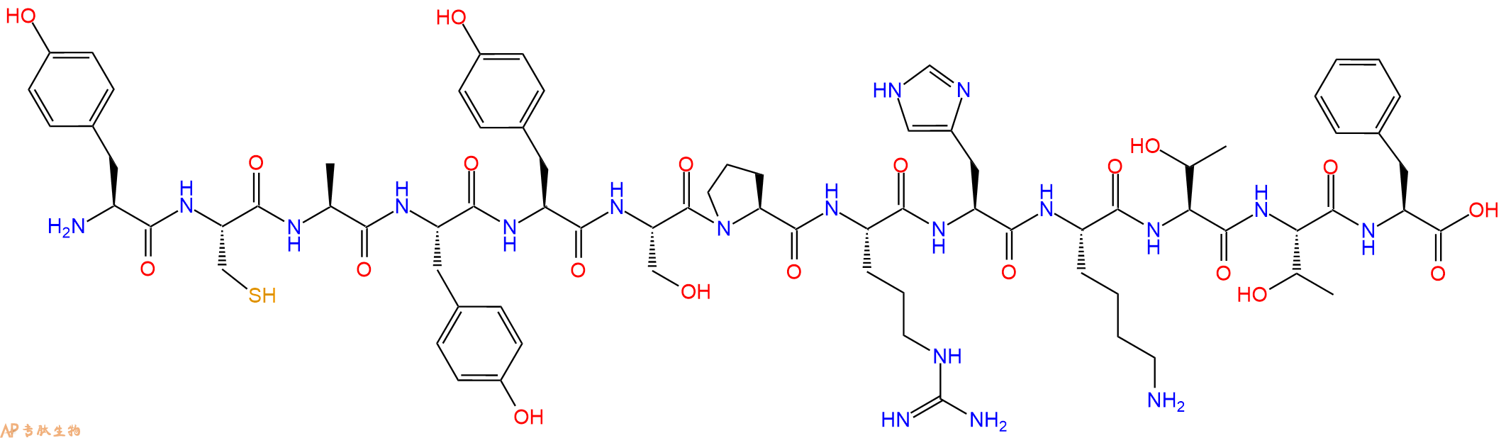 专肽生物产品H2N-Tyr-Cys-Ala-Tyr-Tyr-Ser-Pro-Arg-His-Lys-Thr-Thr-Phe-OH1140483-31-3