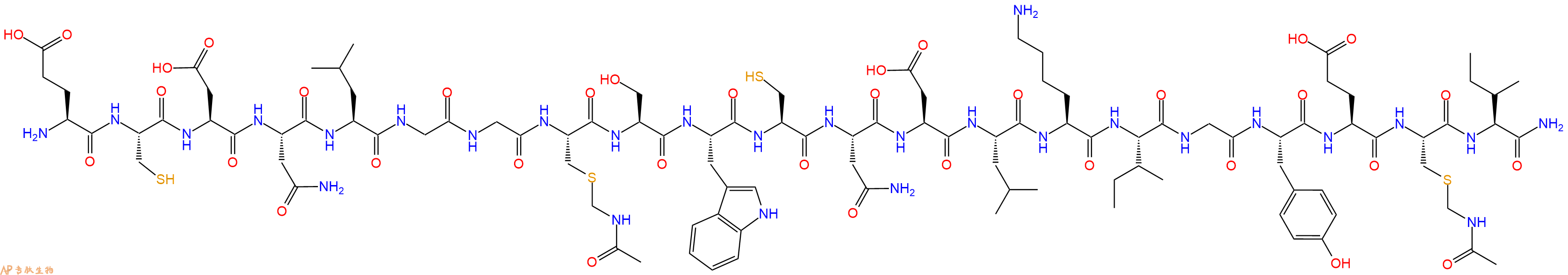 专肽生物产品H2N-Glu-Cys-Asp-Asn-Leu-Gly-Gly-Cys(Acm)-Ser-Trp-Cys-Asn-Asp-Leu-Lys-Ile-Gly-Tyr-Glu-Cys(Acm)-Ile-NH2
