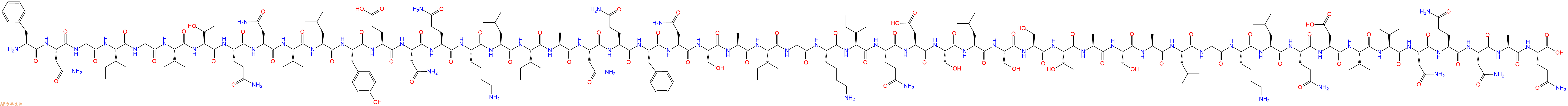 专肽生物产品H2N-Phe-Asn-Gly-Ile-Gly-Val-Thr-Gln-Asn-Val-Leu-Tyr-Glu-Asn-Gln-Lys-Leu-Ile-Ala-Asn-Gln-Phe-Asn-Ser-Ala-Ile-Gly-Lys-Ile-Gln-Asp-Ser-Leu-Ser-Ser-Thr-Ala-Ser-Ala-Leu-Gly-Lys-Leu-Gln-Asp-Val-Val-Asn-Gln-Asn-Ala-Gln-OH