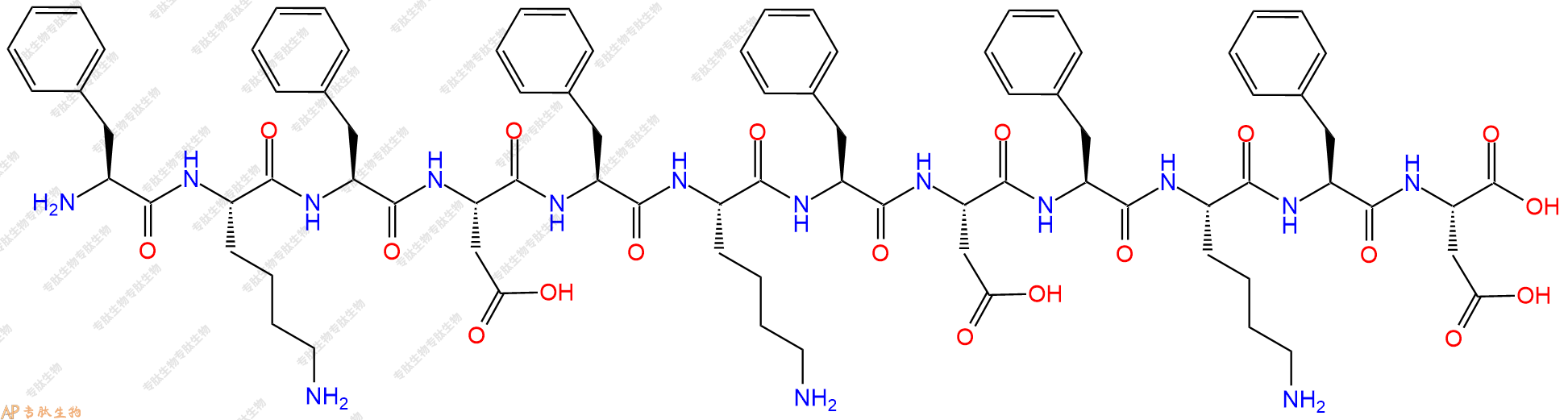 专肽生物产品H2N-Phe-Lys-Phe-Asp-Phe-Lys-Phe-Asp-Phe-Lys-Phe-Asp-OH