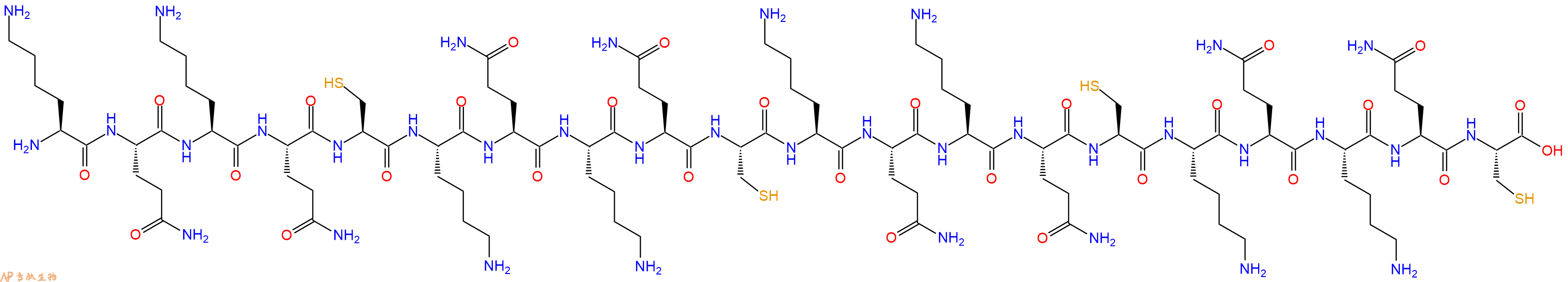 专肽生物产品H2N-Lys-Gln-Lys-Gln-Cys-Lys-Gln-Lys-Gln-Cys-Lys-Gln-Lys-Gln-Cys-Lys-Gln-Lys-Gln-Cys-OH
