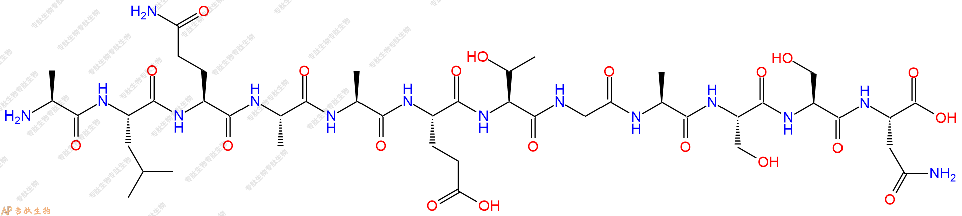 专肽生物产品H2N-Ala-Leu-Gln-Ala-Ala-Glu-Thr-Gly-Ala-Ser-Ser-Asn-OH