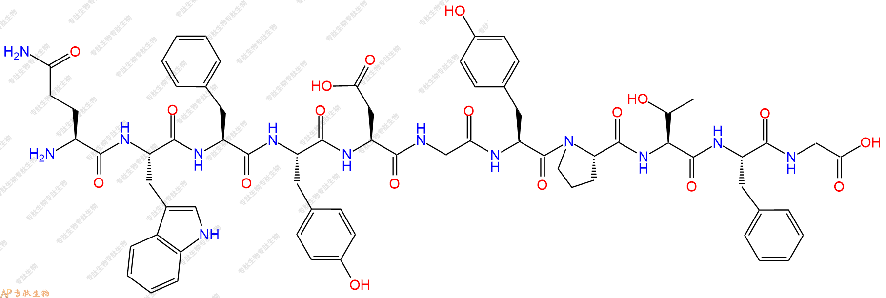 专肽生物产品H2N-Gln-Trp-Phe-Tyr-Asp-Gly-Tyr-Pro-Thr-Phe-Gly-OH