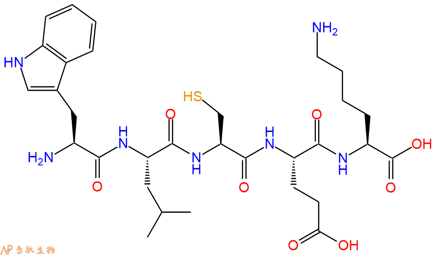 专肽生物产品H2N-Trp-Leu-Cys-Glu-Lys-OH