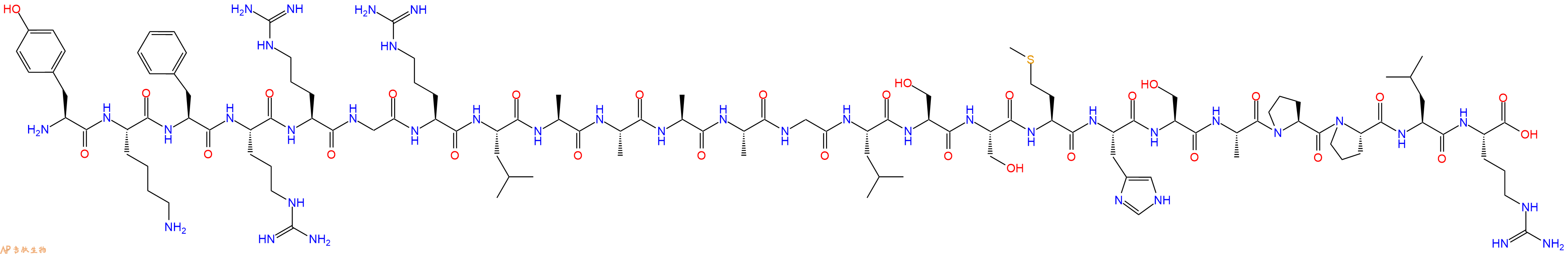 专肽生物产品H2N-Tyr-Lys-Phe-Arg-Arg-Gly-Arg-Leu-Ala-Ala-Ala-Ala-Gly-Leu-Ser-Ser-Met-His-Ser-Ala-Pro-Pro-Leu-Arg-OH