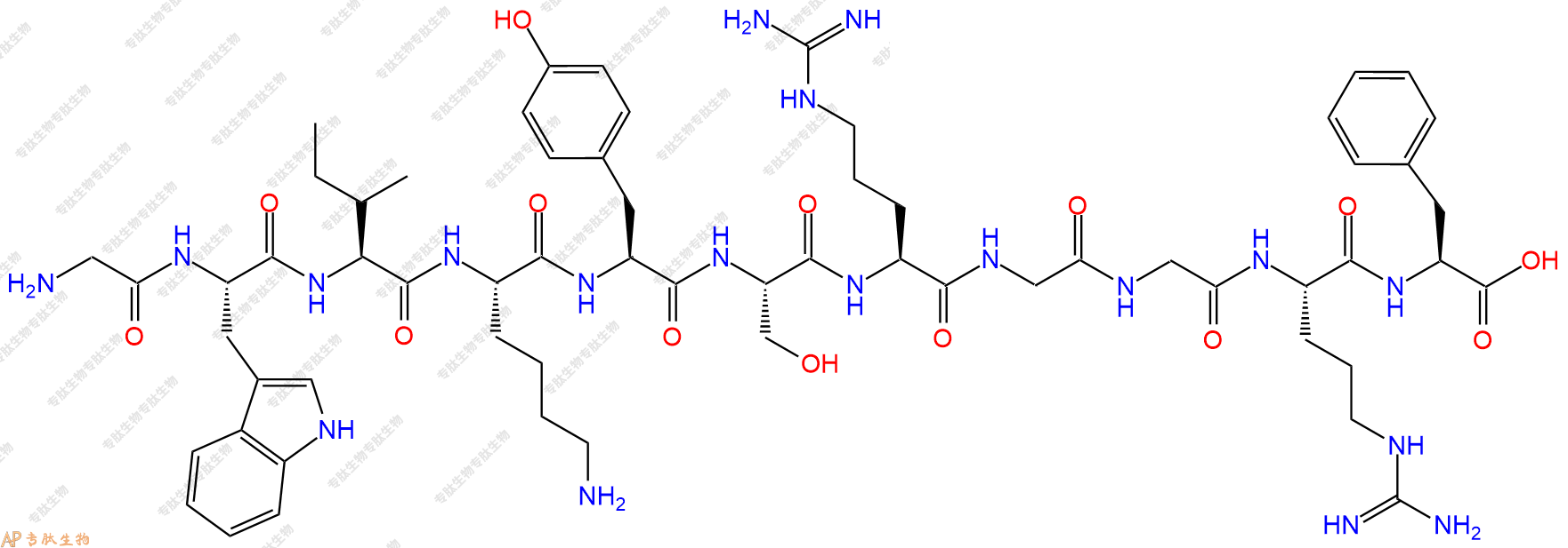 专肽生物产品H2N-Gly-Trp-Ile-Lys-Tyr-Ser-Arg-Gly-Gly-Arg-Phe-OH