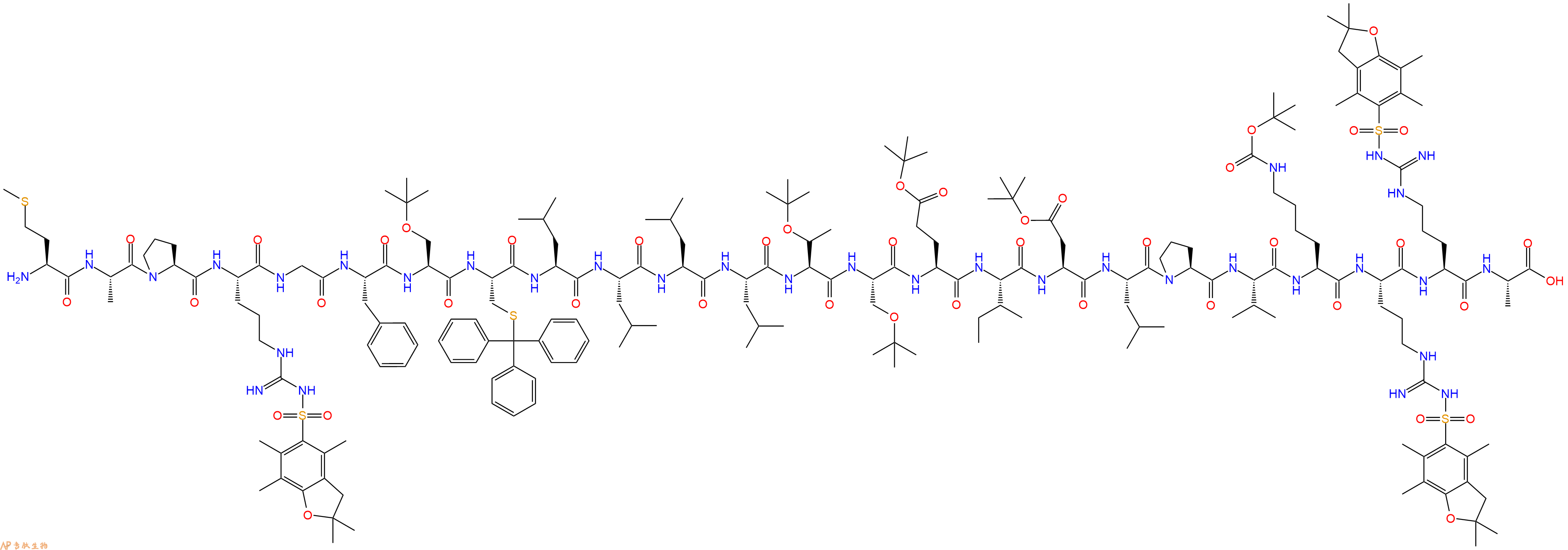 专肽生物产品H2N-Met-Ala-Pro-Arg(Pbf)-Gly-Phe-Ser(tBu)-Cys(Trt)-Leu-Leu-Leu-Leu-Thr(tBu)-Ser(tBu)-Glu(OtBu)-Ile-Asp(OtBu)-Leu-Pro-Val-Lys(Boc)-Arg(Pbf)-Arg(Pbf)-Ala-OH