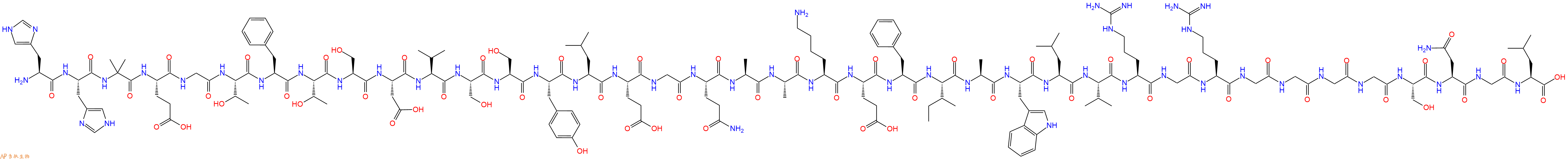 专肽生物产品H2N-His-His-Aib-Glu-Gly-Thr-Phe-Thr-Ser-Asp-Val-Ser-Ser-Tyr-Leu-Glu-Gly-Gln-Ala-Ala-Lys-Glu-Phe-Ile-Ala-Trp-Leu-Val-Arg-Gly-Arg-Gly-Gly-Gly-Gly-Ser-Asn-Gly-Leu-OH