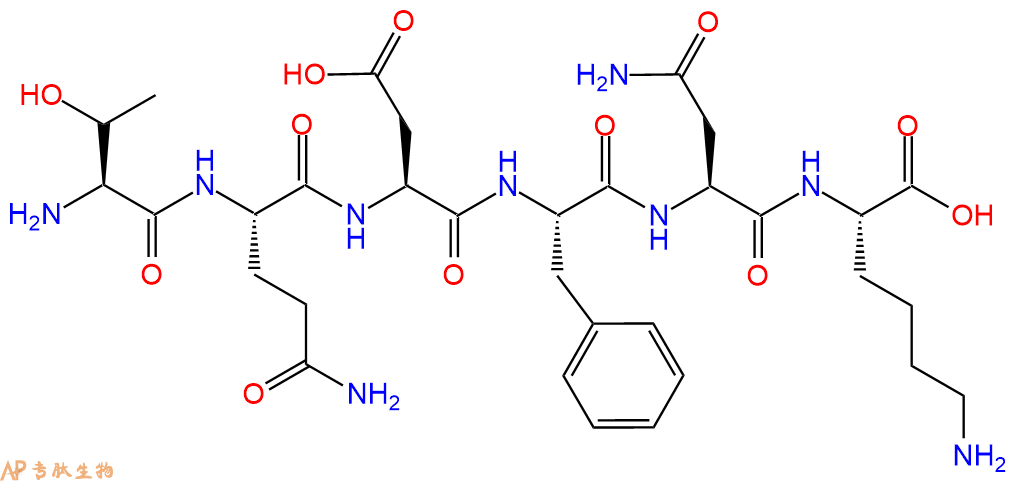 专肽生物产品H2N-Thr-Gln-Asp-Phe-Asn-Lys-OH