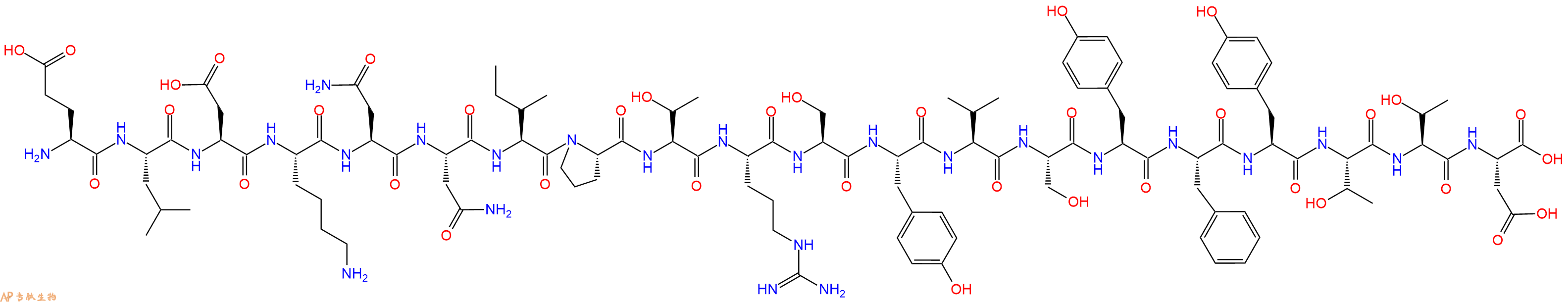 专肽生物产品H2N-Glu-Leu-Asp-Lys-Asn-Asn-Ile-Pro-Thr-Arg-Ser-Tyr-Val-Ser-Tyr-Phe-Tyr-Thr-Thr-Asp-OH
