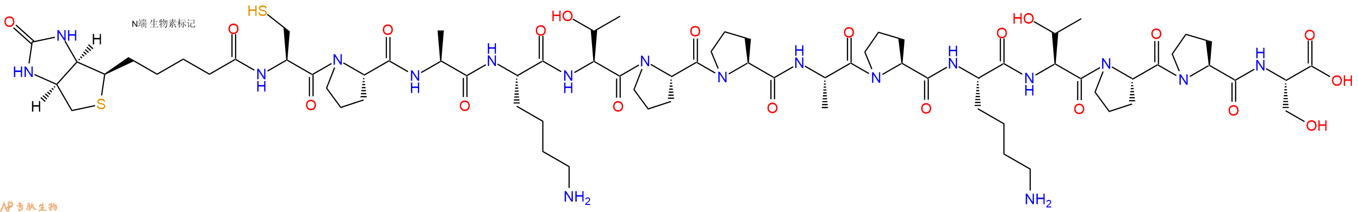 专肽生物产品Biotinyl-Cys-Pro-Ala-Lys-Thr-Pro-Pro-Ala-Pro-Lys-Thr-Pro-Pro-Ser-OH