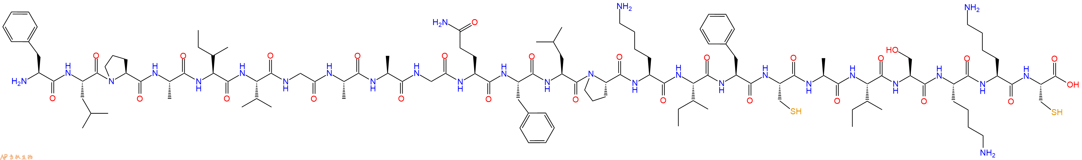 专肽生物产品H2N-Phe-Leu-Pro-Ala-Ile-Val-Gly-Ala-Ala-Gly-Gln-Phe-Leu-Pro-Lys-Ile-Phe-Cys-Ala-Ile-Ser-Lys-Lys-Cys-OH