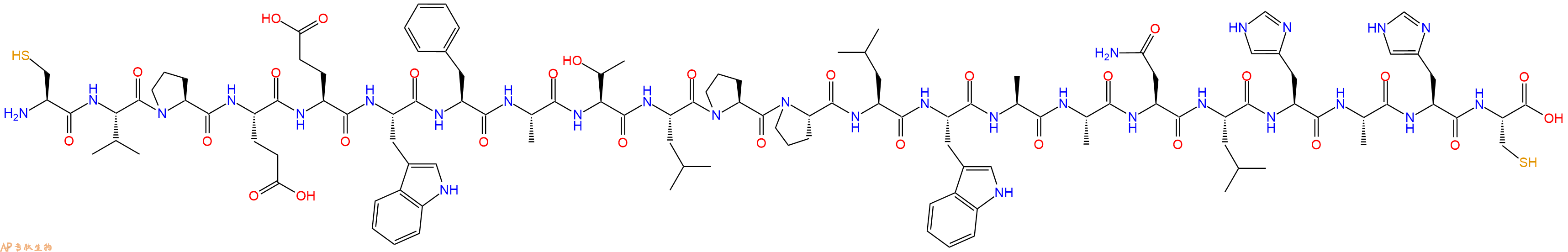 专肽生物产品H2N-Cys-Val-Pro-Glu-Glu-Trp-Phe-Ala-Thr-Leu-Pro-Pro-Leu-Trp-Ala-Ala-Asn-Leu-His-Ala-His-Cys-OH