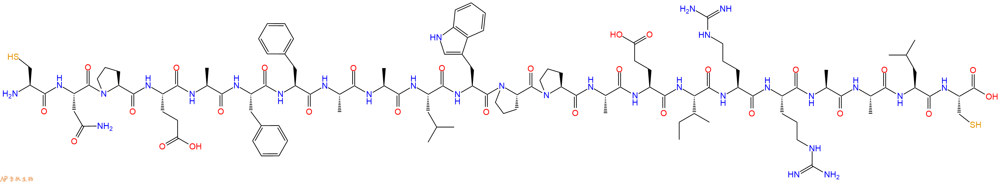 专肽生物产品H2N-Cys-Asn-Pro-Glu-Ala-Phe-Phe-Ala-Ala-Leu-Trp-Pro-Pro-Ala-Glu-Ile-Arg-Arg-Ala-Ala-Leu-Cys-OH